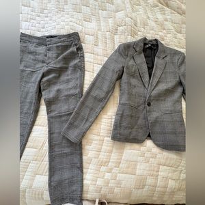 Zara Grey Plaid Pantsuit